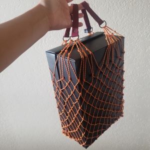 Alika handmade in Ukraine.🇺🇦 fishnet grocery shopping bag. Leather handles.